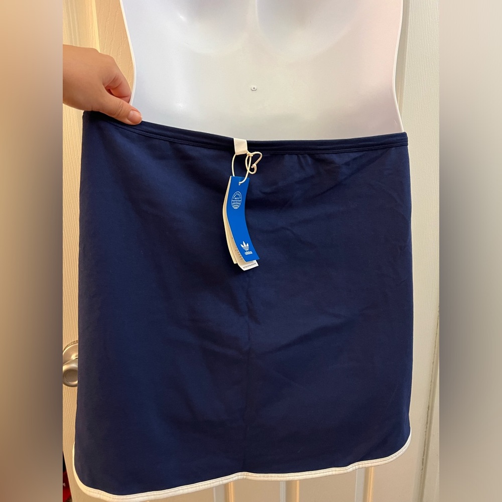 Adidas Originals Retro Blue White stripe & Logo Sporty Mini Skirt XL NWT - Picture 7 of 14